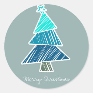 Turquoise Sketchy Christmas Tree Sticker