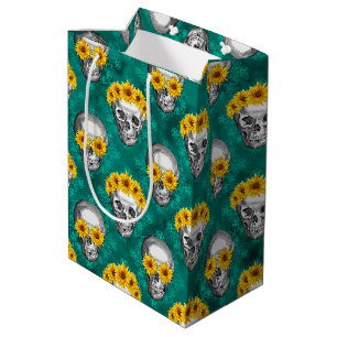 Turquoise Skulls and Sunflower Series Design 10 Medium Gift Bag