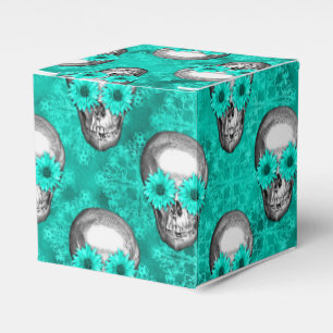 Turquoise Skulls and Sunflower Series Design 11  Favor Box