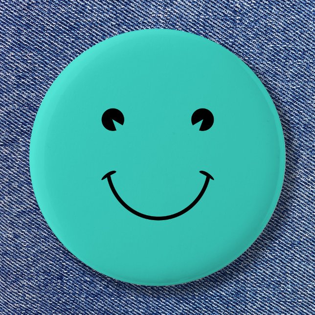 Turquoise  Smile 2 Inch Round Button (Turquoise Smile Button)