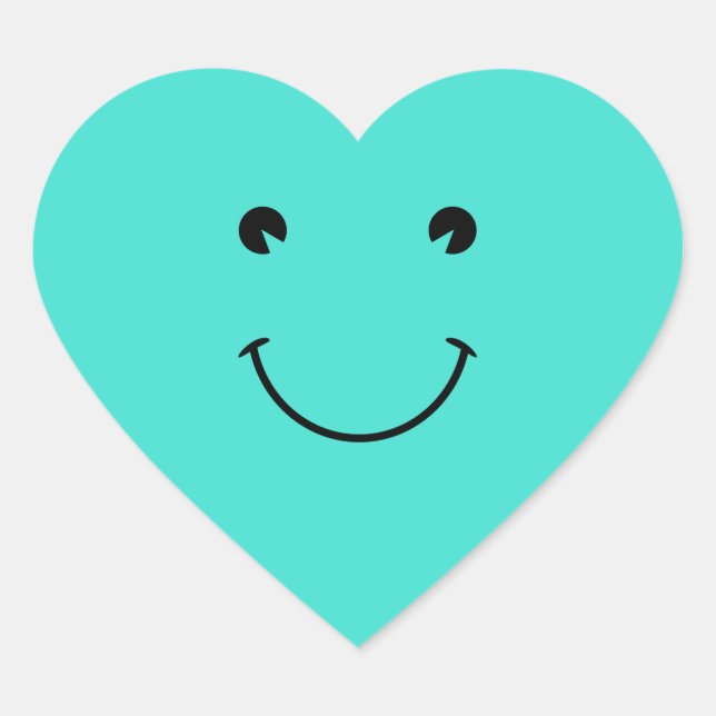 Turquoise  Smile Heart Sticker (Front)