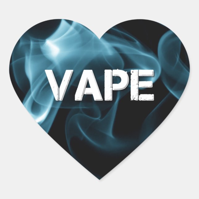 Turquoise Smoke Vape On Heart Sticker (Front)