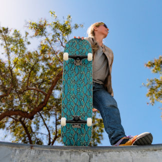 Turquoise Snakeskin Skateboard