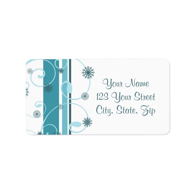 Turquoise Snowflakes Christmas Address Labels (Front)