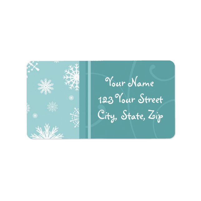 Turquoise Snowflakes Christmas Address Labels (Front)