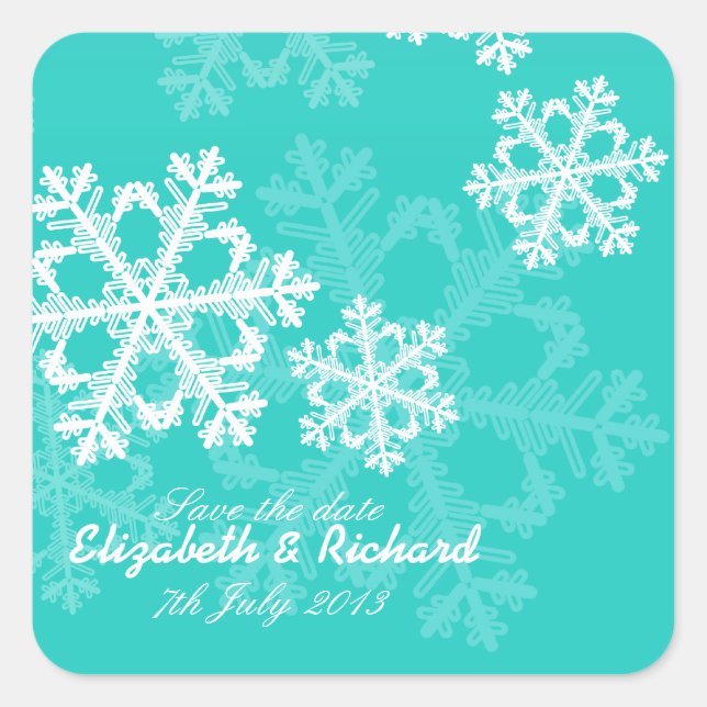 Turquoise Snowflakes Christmas Trees Sticker (Front)