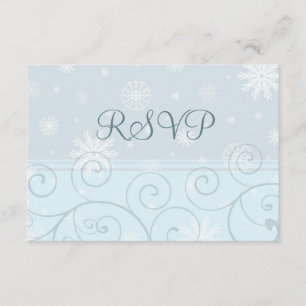 Turquoise Snowflakes Christmas Wedding RSVP Cards