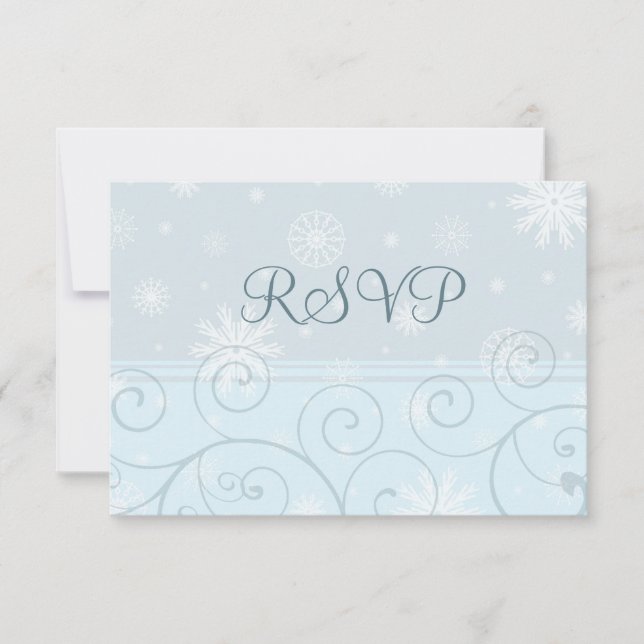 Turquoise Snowflakes Christmas Wedding RSVP Cards (Front)