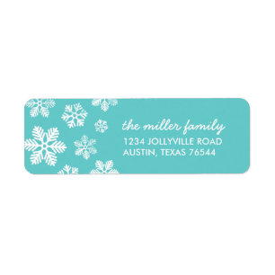 Turquoise Snowflakes Personalized Address Labels