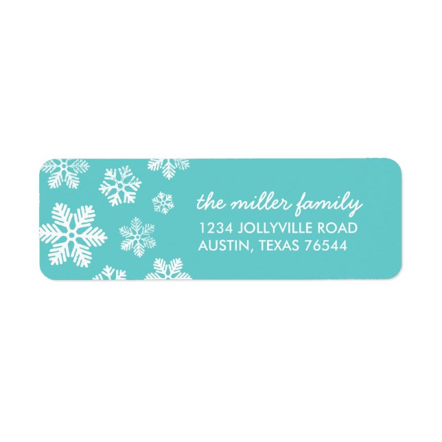 Turquoise Snowflakes Personalized Address Labels (Front)