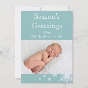 Turquoise Snowflakes Photo Holiday Card