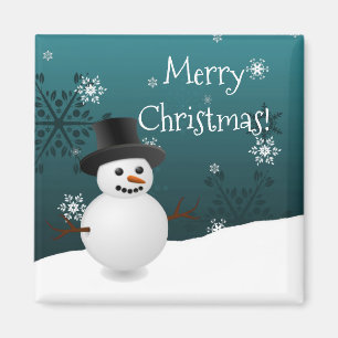 Turquoise Snowman hiver décor Magnet de Noël