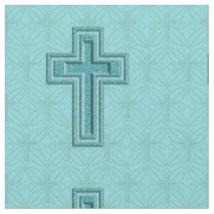 Turquoise Sparkle Cross Fabric