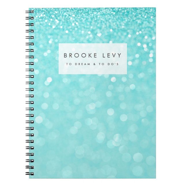 Turquoise Sparkle Personalized Journal Notebook (Front)