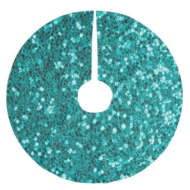 Turquoise Sparkles: Bright Close-Up Foundation Brushed Polyester Tree Skirt (Front)