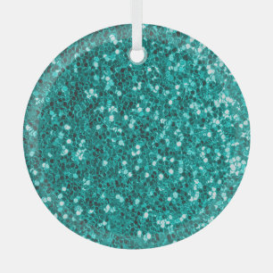 Turquoise Sparkles: Bright Close-Up Foundation Glass Ornament