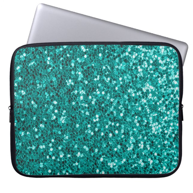 Turquoise Sparkles: Bright Close-Up Foundation Laptop Sleeve (Front)
