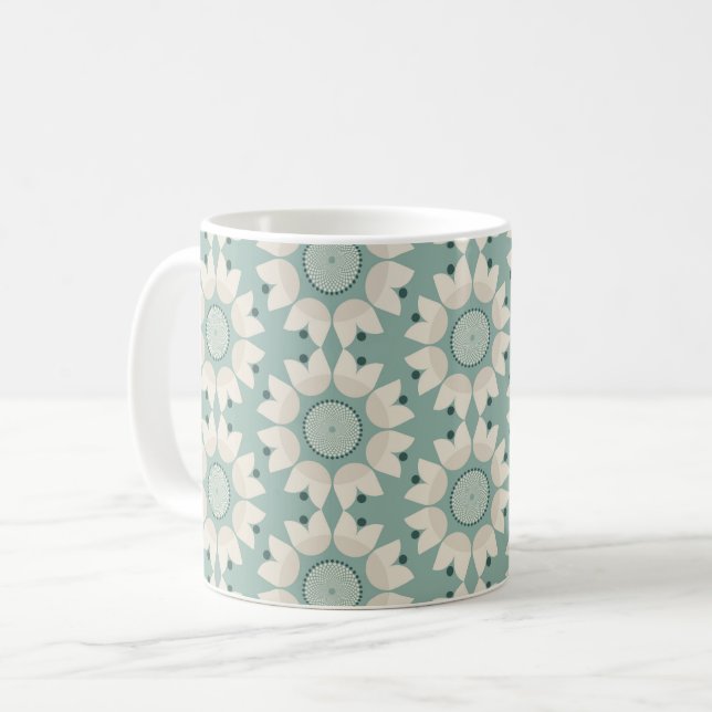 Turquoise spring flowers coffee mug (Front Left)