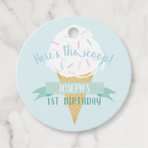 Turquoise Sprinkles Ice Cream Birthday Thank You Favour Tags