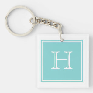 Turquoise Square Monogram Acrylic Keychain