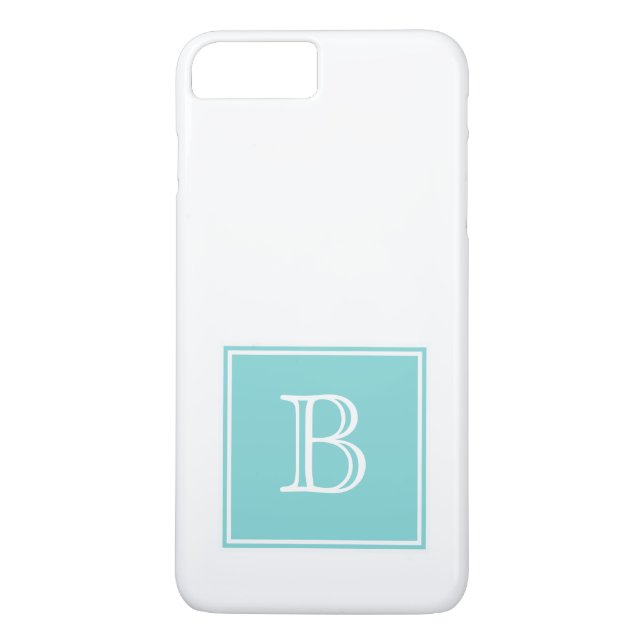 Turquoise Square Monogram Case-Mate iPhone Case (Back)