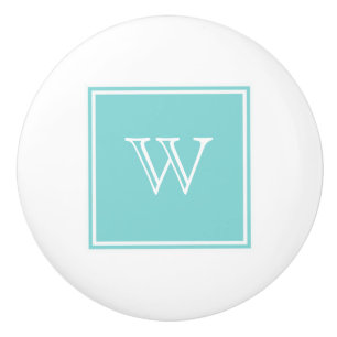 Turquoise Square Monogram Knob
