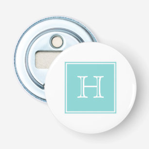 Turquoise Square Monogram Magnet Bottle Opener