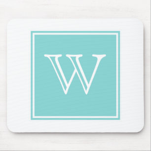 Turquoise Square Monogram Mousepad