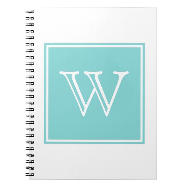 Turquoise Square Monogram Notebook (Front)