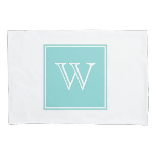Turquoise Square Monogram Pillowcase