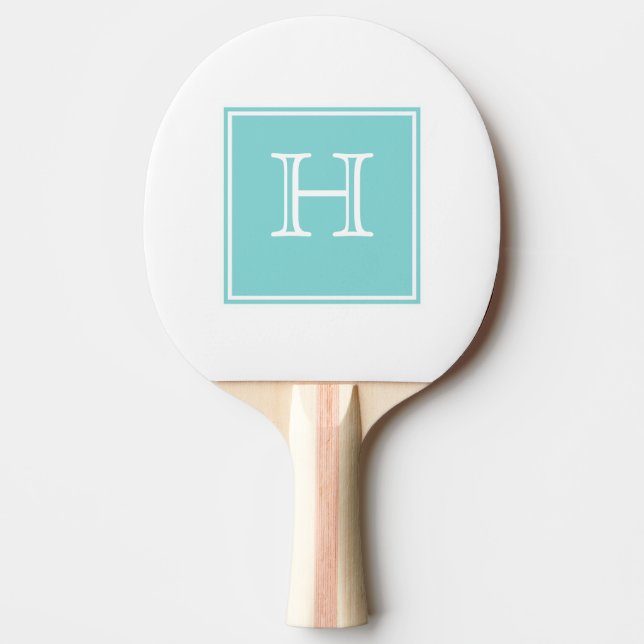 Turquoise Square Monogram Ping Pong Paddle (Front)