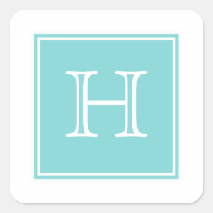 Turquoise Square Monogram Stickers