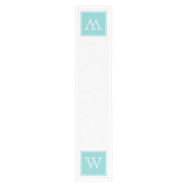 Turquoise Square Monogram Table Runner (Front)