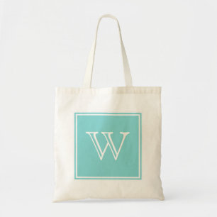 Turquoise Square Monogram Tote Bag