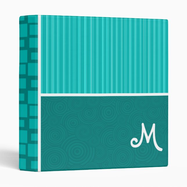 Turquoise Squares; Retro Square Binder (Front/Spine)