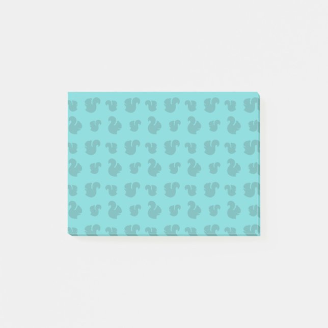 Turquoise squirrel pattern post-it notes (Front)
