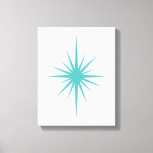 Turquoise Starburst Mid Century Modern Canvas Print