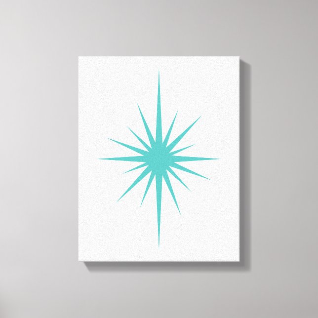 Turquoise Starburst Mid Century Modern Canvas Print (Front)