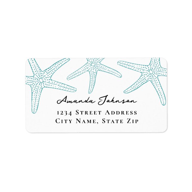 Turquoise Starfish Address Label (Front)