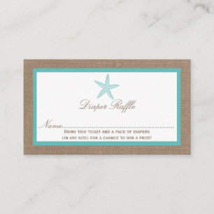 Turquoise Starfish Beach Baby Shower Diaper Raffle Enclosure Card