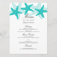 Turquoise Starfish Beach Wedding Dinner Menu