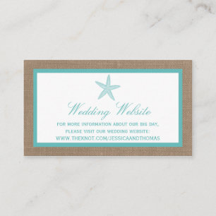 Turquoise Starfish Burlap Beach Wedding Collection Enclosure Card