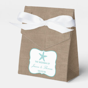 Turquoise Starfish Burlap Beach Wedding Collection Favor Box