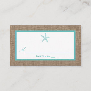 Turquoise Starfish Burlap Beach Wedding Collection Place Card