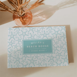 Turquoise Starfish Pattern   Beach House Guest Book