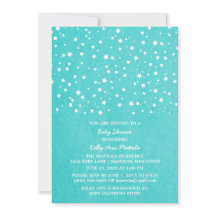 Turquoise Starry Night Baby Shower Invite