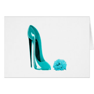 Turquoise Stiletto Shoe and Rose