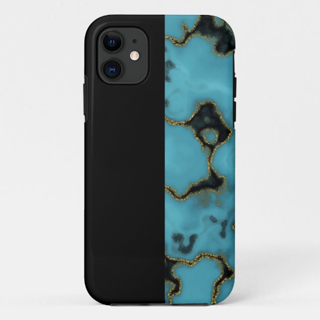 Turquoise Stone Gold and Black Case-Mate iPhone Case (Back)