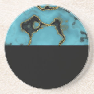 Turquoise Stone Gold and Black Coaster