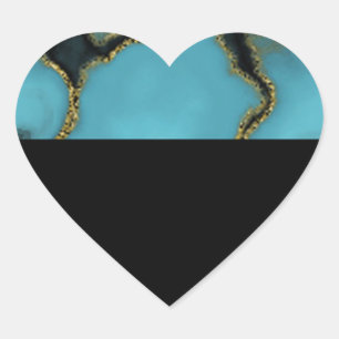 Turquoise Stone Gold and Black Heart Sticker